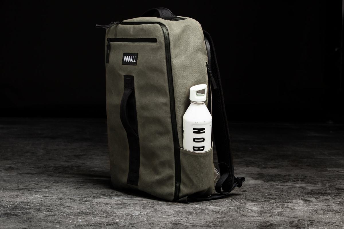Nobull Waxed Canvas Men's Backpacks Olive | Australia (CZ8097)